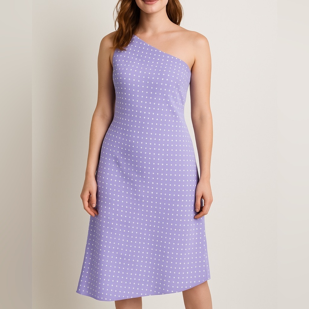 Reitmans Lilac One-Shoulder Polkadot Dress